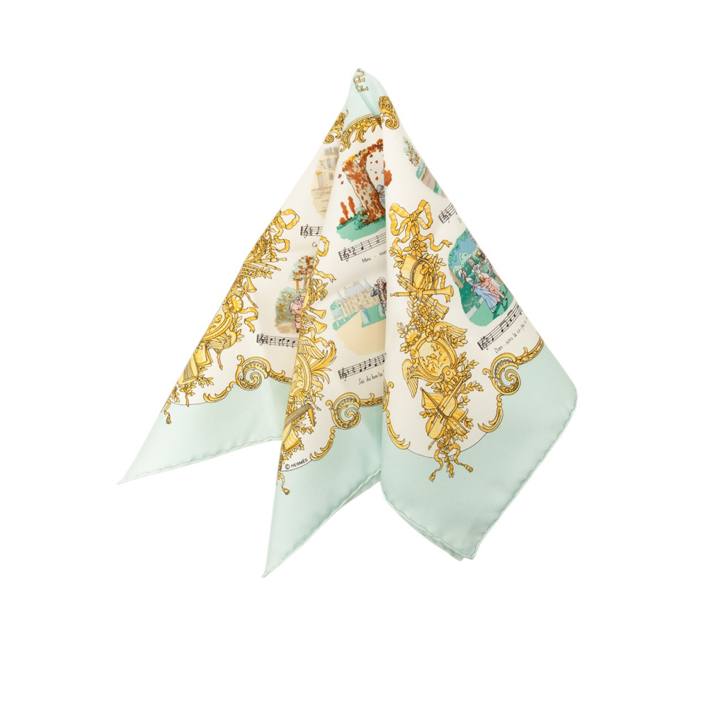 Pre-Loved Hermes Chansons de France Silk Pocket Square Scarf 45